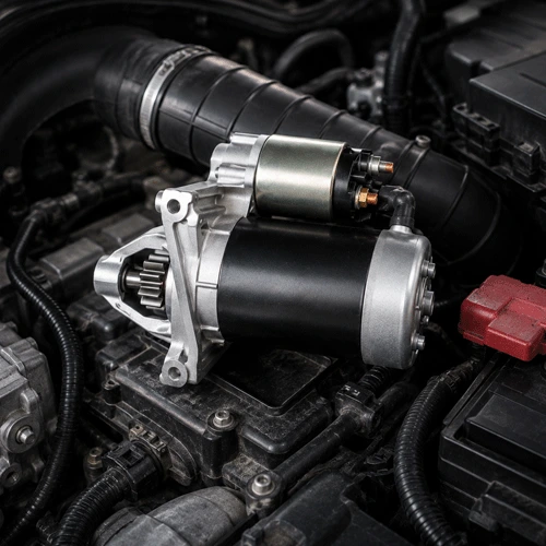 Mechanic Replacing Car Starter